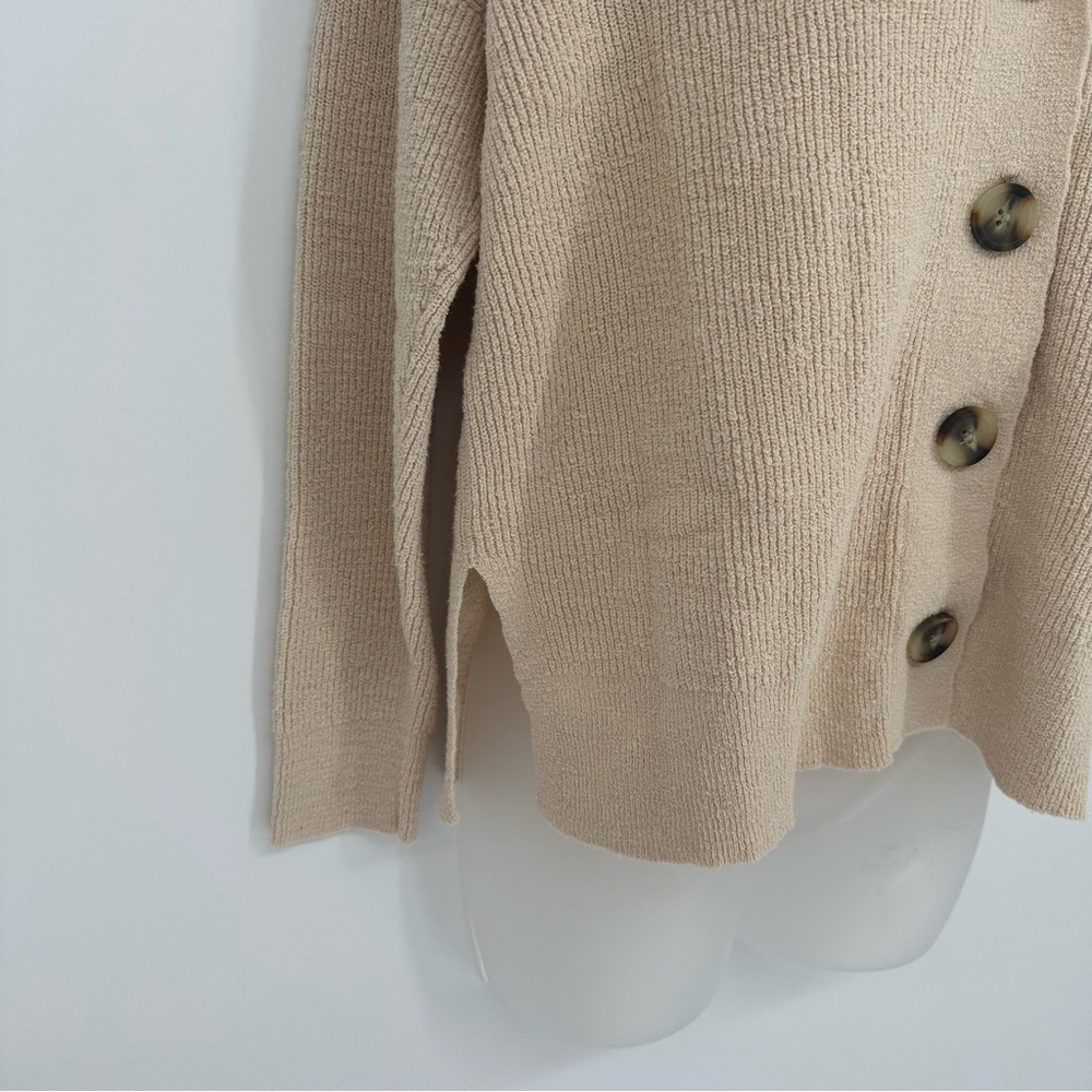 Madewell Sz XS Cream Button-up Ribbed Oversized Cardigan Stretchy Minimalistic - Picture 4 of 6